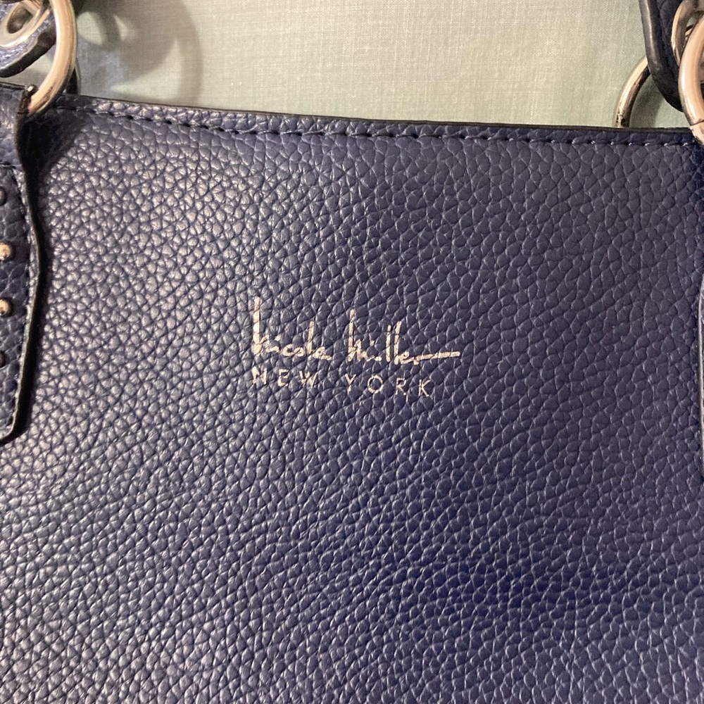 Nicole Miller Blue Shoulder Bag with Textured Finish